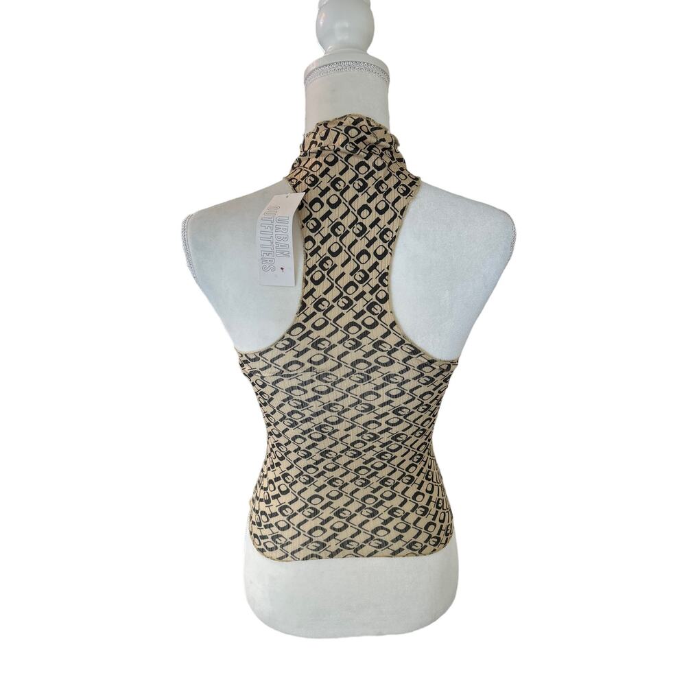 NWT Urban Outfitters Alba Halter Top Black Beige Printed Racerback Size Small - Picture 6 of 14